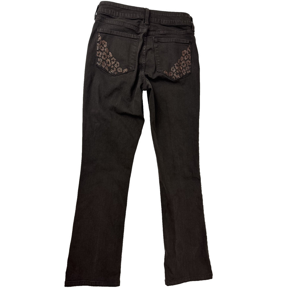 Y2K NYDJ Jeans Embellished Pockets Billie Mini Bootcut Brown Women Size 4